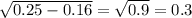 \sqrt{0.25 - 0.16} = \sqrt{0.9 } = 0.3