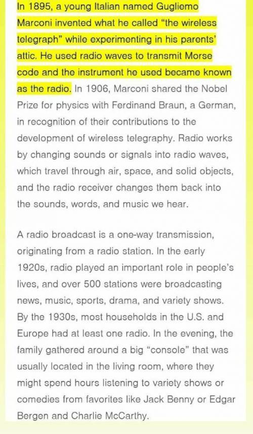 предложений на английском) на одну из тем: История создания радио, Моя любимая радиостанция​