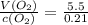 \frac{V(O_{2}) }{c(O_{2} )} = \frac{5.5 }{0.21}