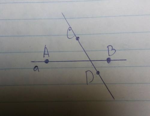 1.Отметьте точки А и В лежащие на прямой а. Отметьте точки С и D не лежащие на прямой а. Проведите п