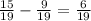 \frac{15}{19} - \frac{9}{19} = \frac{6}{19}