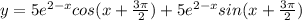 y=5e^{2-x} cos(x+\frac{3\pi }{2})+5e^{2-x} sin(x+\frac{3\pi }{2})