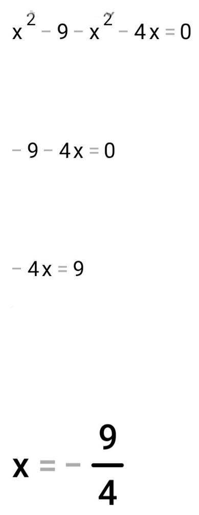 (x+3)(x-3)-x(x+4)=0 не могу понять решение