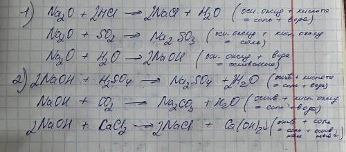 Записать химические свойства основных оксидов на примере оксида натрия (3 реакции), химические свойс