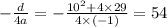- \frac{d}{4a} = - \frac{ {10}^{2} + 4 \times 29}{4 \times ( - 1)} = 54