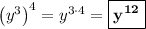 \left(y^3\right)^4= y^{3\cdot 4} = \boxed{\bf{y^{12}}}