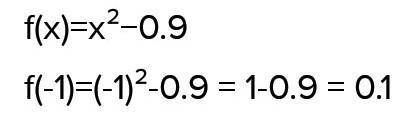 Если f(x)=x2−0,9, то f(−1) = .