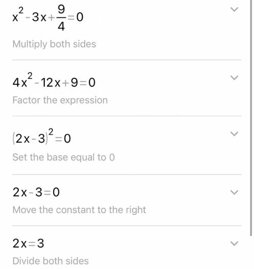Дано квадратное уравнение x2−3 x+2,25=0. a) Найдите корни уравнения.