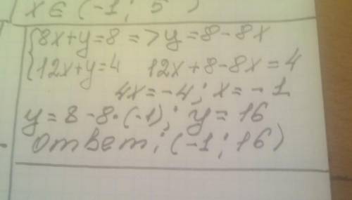 Вопрос Решите систему уравнений: 8х + y = 8 12x+y= 4.