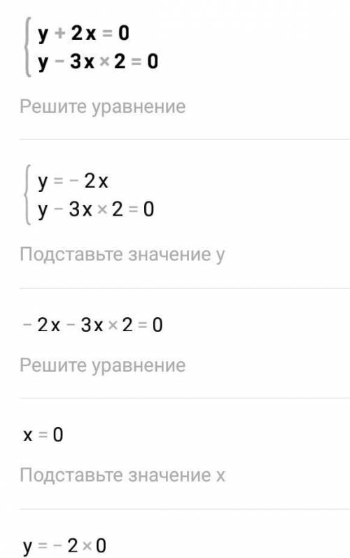 Y+2x=0 y-3x2=0 вас я поставлю