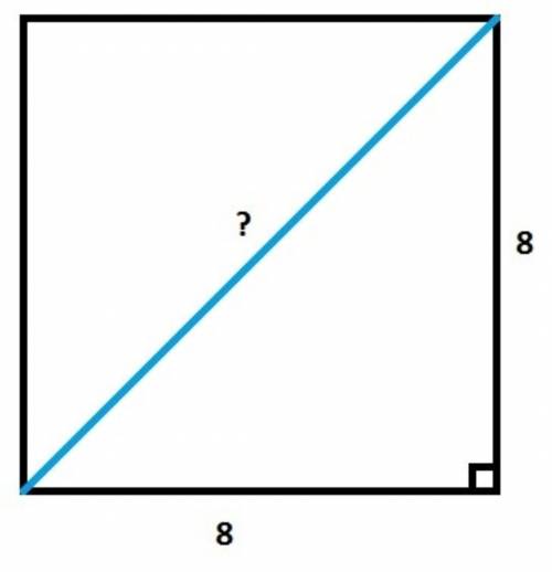 Найдите диагональ квадрата, сторона которого равна 8 см.​