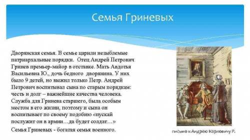 Напишите письмо Андрею Петровичу Гриневу, в котором докажите, что он воспитал настоящего дворянина Т