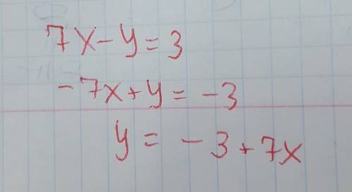 Выразите переменную y через переменную x в выражении 7х – у = 3.​