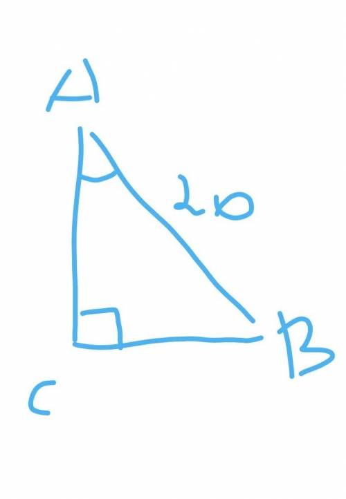 В треугольнике ABC угол C равен 90°, AB=20, cosA=0,7. Найдите AC​