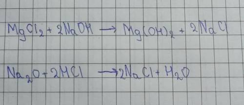 Дополните уравнения химических реакций и расставьте коэффициенты. MgCl2 + ……………→ Mg(OH)2 + ……………. [1