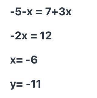 Y=-5-xy=7+3x Решить систему с метода подстановки:​
