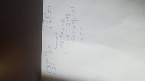 Найдите корень уравнения (1/3)^(18-5x) =9