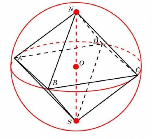 Намалюйте сферу, описану навколо правильного октаедра.