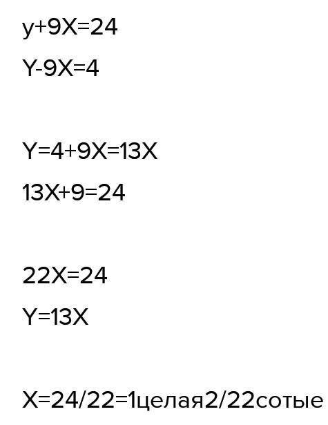 Дана система двух линейных уравнений: {y+7x=24y−7x=4 Найди значение переменной y. ответ: y=