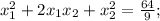 x_{1}^{2}+2x_{1}x_{2}+x_{2}^{2}=\frac{64}{9};