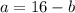 a=16-b