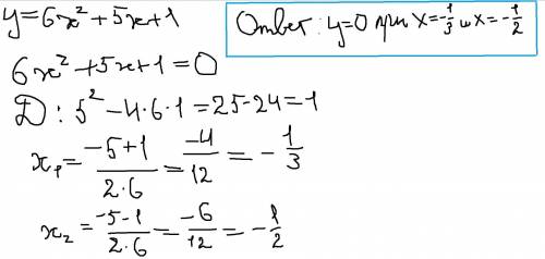 ів даюЗнайти нулі функції:y=6x²+5x+1 (напишіть на листку)​