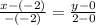 \frac{x-(-2)}{ -(-2)} =\frac{y-0}{2-0}