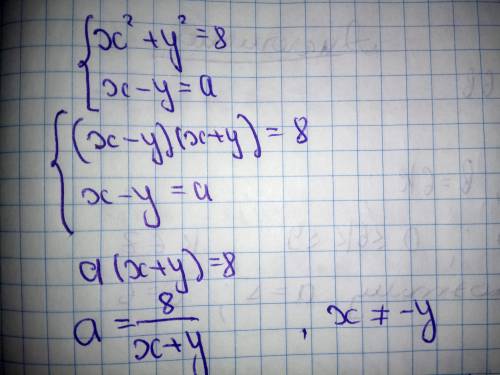 X-y=a x^+y^=8 Найдите а​