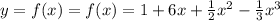 y=f(x)=f(x)=1+6x+\frac{1}{2}x^{2}-\frac{1}{3}x^{3}