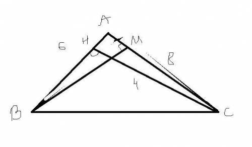 Две стороны треугольника равны 6 см и 8 см а высота, проведенная к меньшей стороне равна 4см. Найдит
