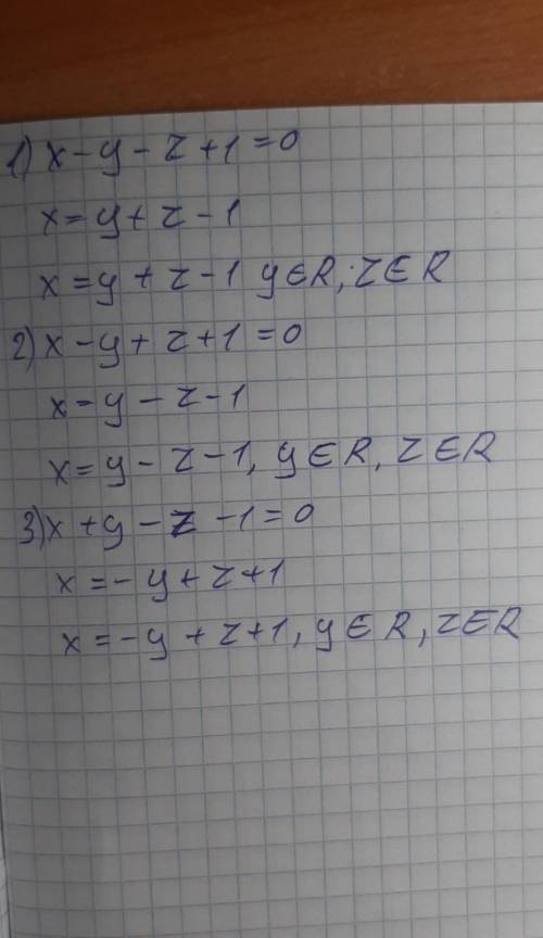 найти координаты плоскостей (1) x-y-z+1=0; (2) x-y+z+1=0; (3) x+y-z-1=0