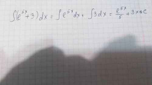 Найти неопределенные интегралы интеграл e^5x+3 dx
