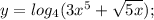 y=log_{4}(3x^{5}+\sqrt{5x});