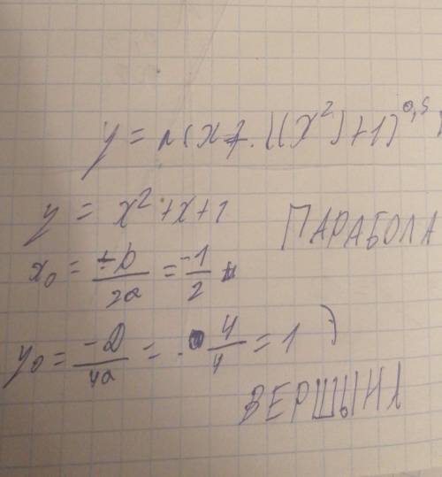 Найти производную функции y=n(x+((x^2)+1)^1/2)