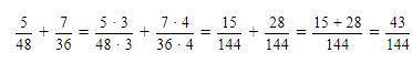 Решение дроби 5/48+7/36​