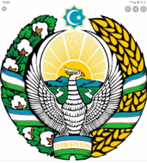 Write the descriptions of Uzbekistan flag and national emblem.​