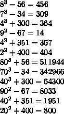 Найдите значение квадратов и кубов чисел а=а*а*а а=а*а8-56= 9-67=​