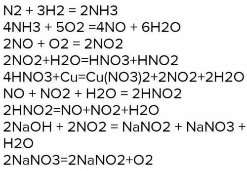 N2- NH3 - NO - NO2 - HNO3 - NANO3​