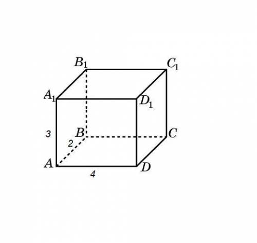 Постройте прямой параллелепипед ABCDA1B1C1D1 (многогранник, у которого все грани - прямоугольники),
