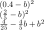 (0.4 - b) {}^{2} \\ ( \frac{2}{5} - b) {}^{2} \\ \frac{4}{25} - \frac{4}{5} b + b {}^{2}