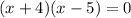 (x+4)(x-5)=0