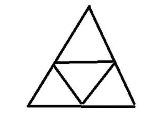 Нарисуйте многоугольник F составленный из четырех равных равносторонних равновеликих треугольников.
