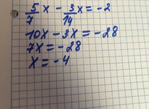 5/7x-3/14x= -2 с решением и объяснением​
