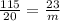 \frac{115}{20} = \frac{23}{m}