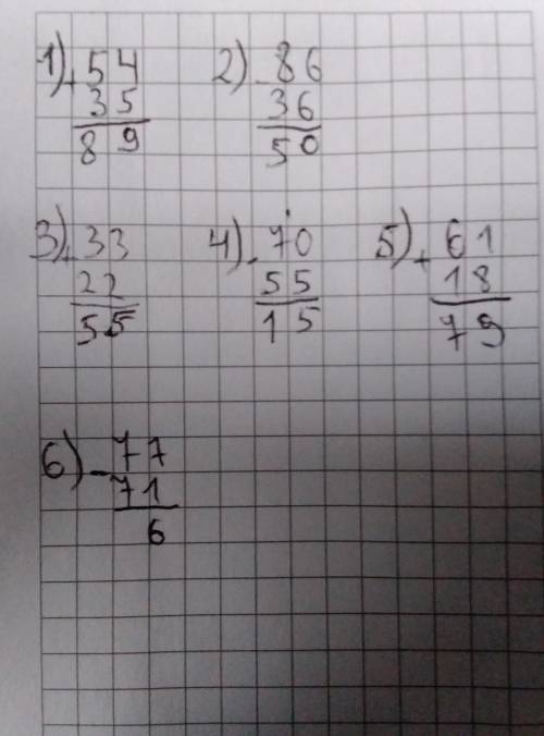 2. Вычисли столбиком54+3586-36-33+22=70-55=61+18=77-71=​