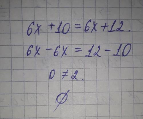 Найдите корни уравнения: 6х+10=6х надо