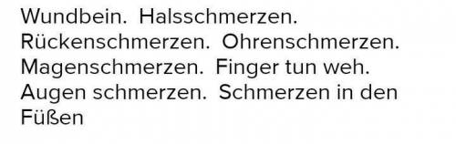 Formuliere die Sätze anders. Ich habe Kopfschmerzen 1. Sie hat Beinschmerzen 2. Wir haben Halsschmer