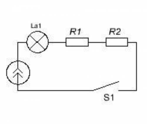 Соберите электрическую цепь из последовательно соединенных источников тока двух резисторов и ключа