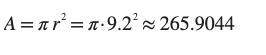 Диаметр круга равен 18,4 см. Значение числа π≈3,14. Определи площадь этого круга (с точностью до де