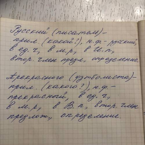 Сделать морфологический разбор имён прилагательных в предложении: Русский писатель в детстве получа